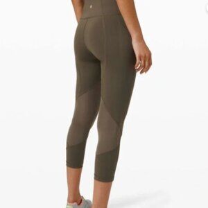 Lululemon Pace Rival High-Rise Crop – Olive Brown– Size 6 – Pockets – 22” Inseam